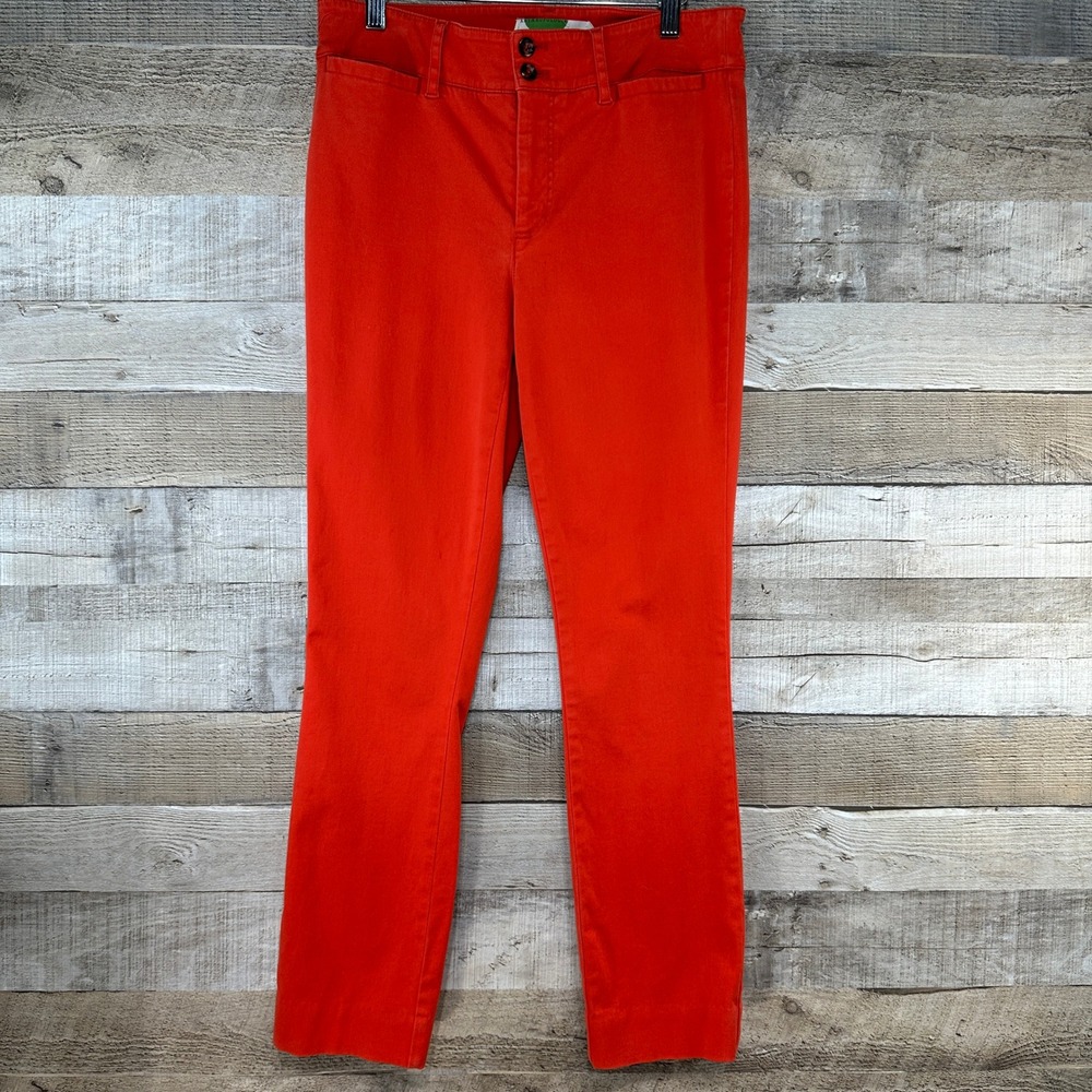 Anthropologie High Rise Cropped Orange Pants Size 6 Cotton Blend
